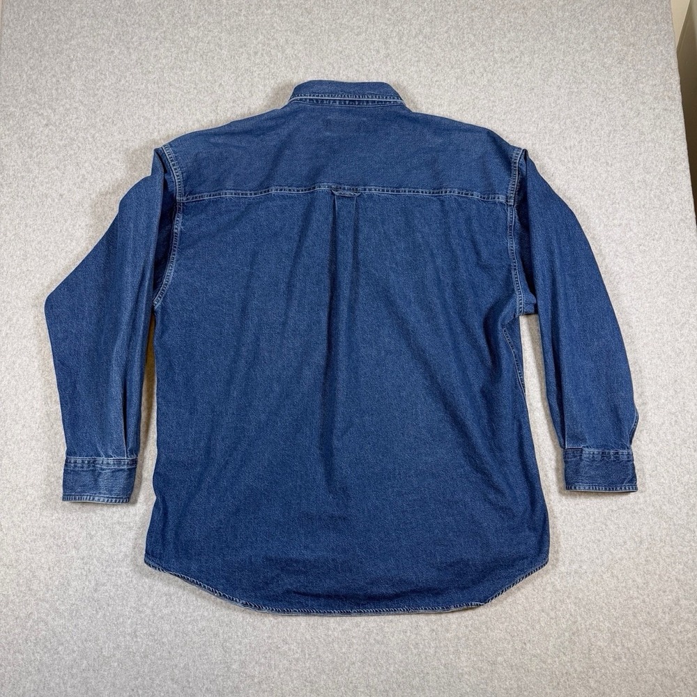 Vintage Chaps Ralph Lauren Shirt Mens XL Blue Denim Oversized Button Up Western - Picture 2 of 12